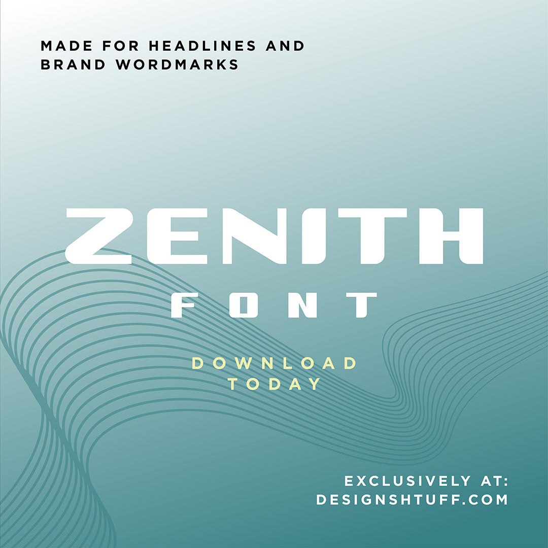 Zenith Font for headlines and brand wordmarks