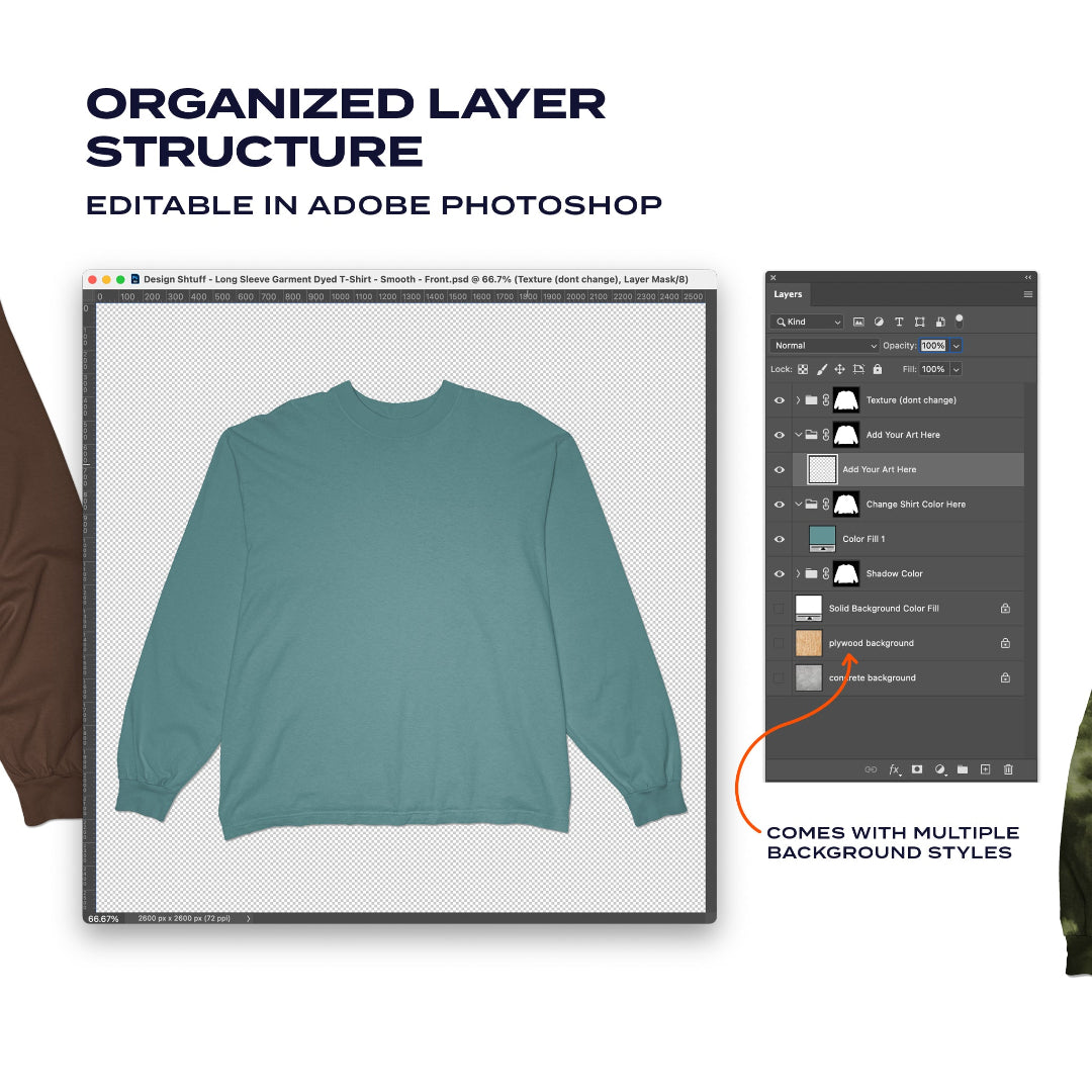 Organized layer structure, editable in Adobe Photoshop