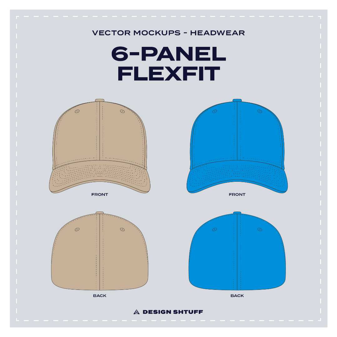 6-Panel Flexfit Hat Vector Headwear Mockup