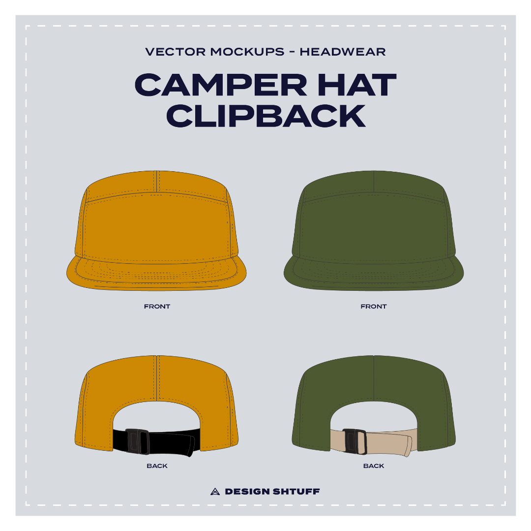 Camper Clipback Hat Vector Headwear Mockup