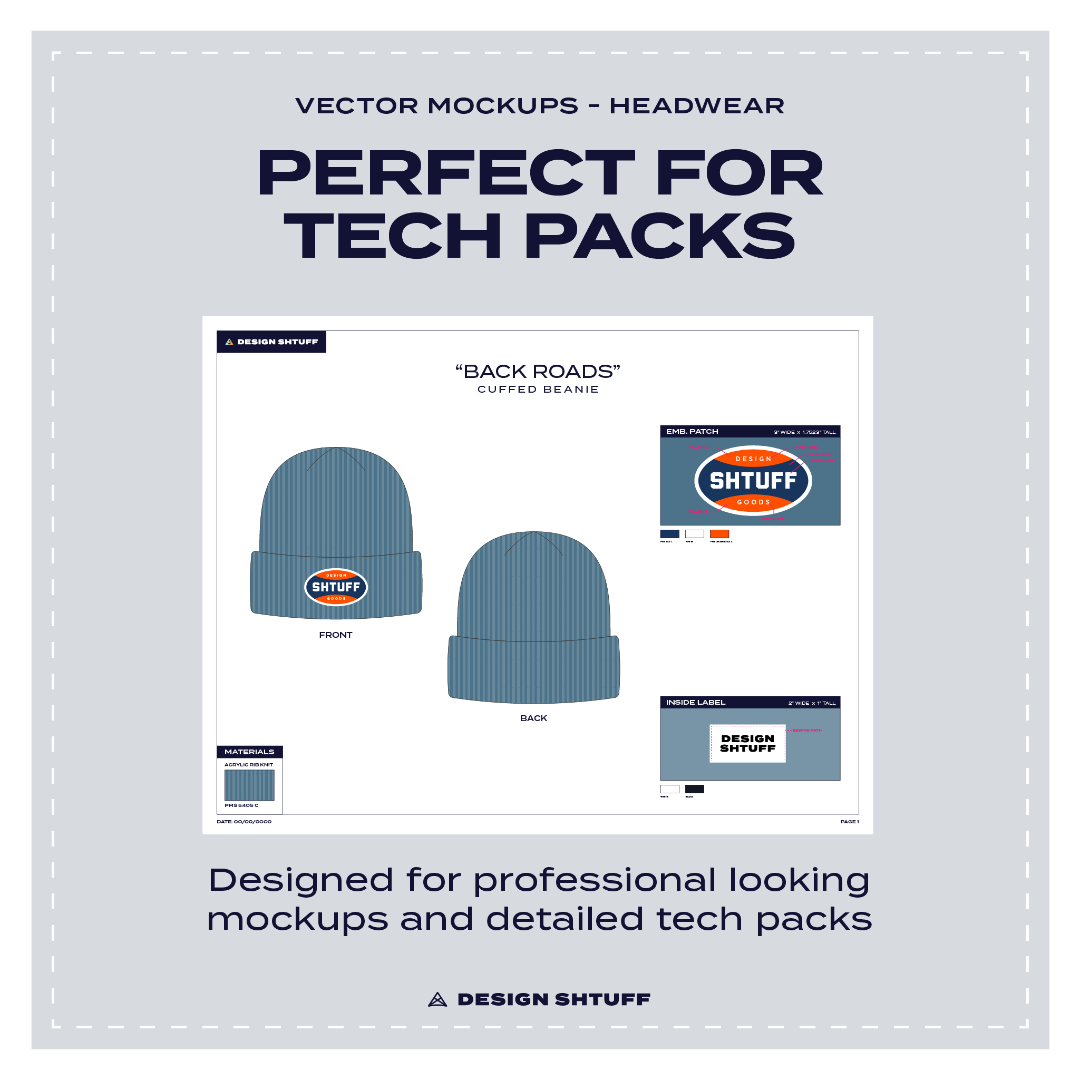 Cuffed Beanie Vector Mockup - Perfect for tech packs