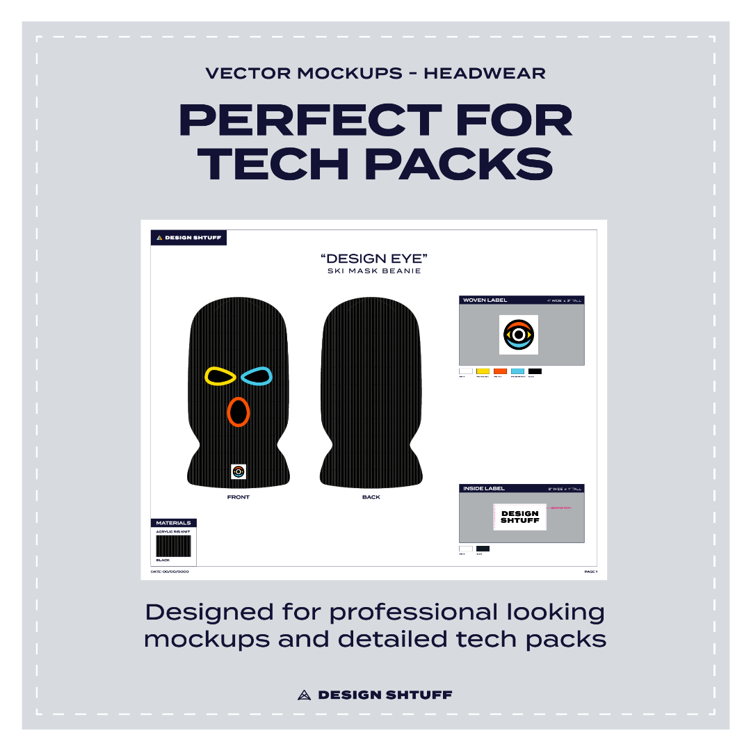 Ski Mask Beanie Vector Mockup - Perfect for tech packs
