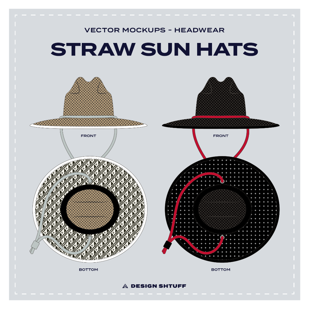 Straw Lifeguard Sun Hat Vector Headwear Mockup