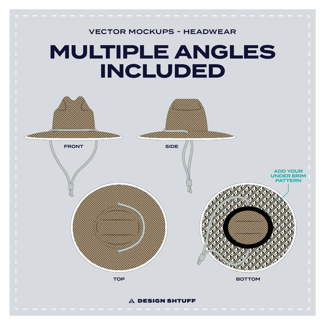 Straw Lifeguard Sun Hat Vector Mockup - Multiple angles included