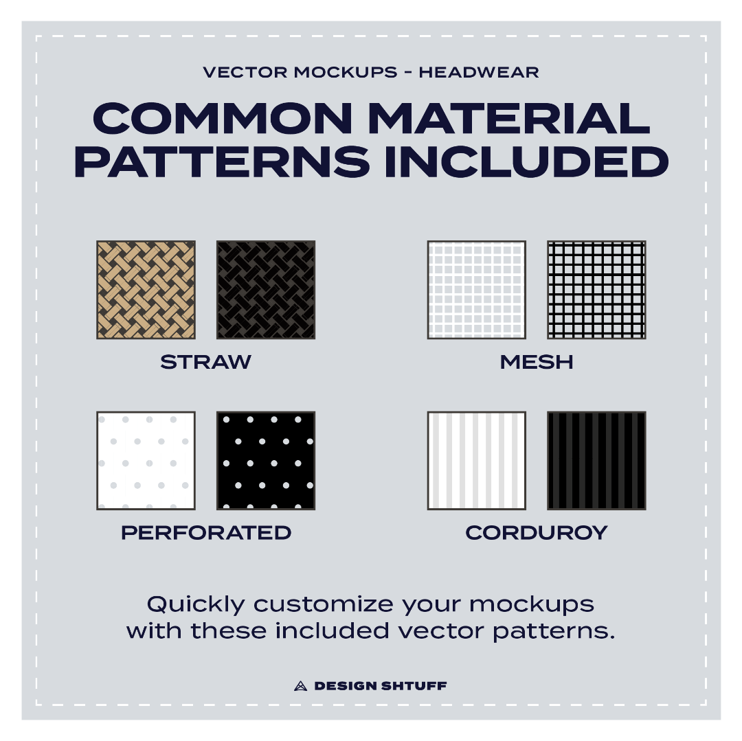 Straw Lifeguard Sun Hat Vector Mockup - Common material patterns included