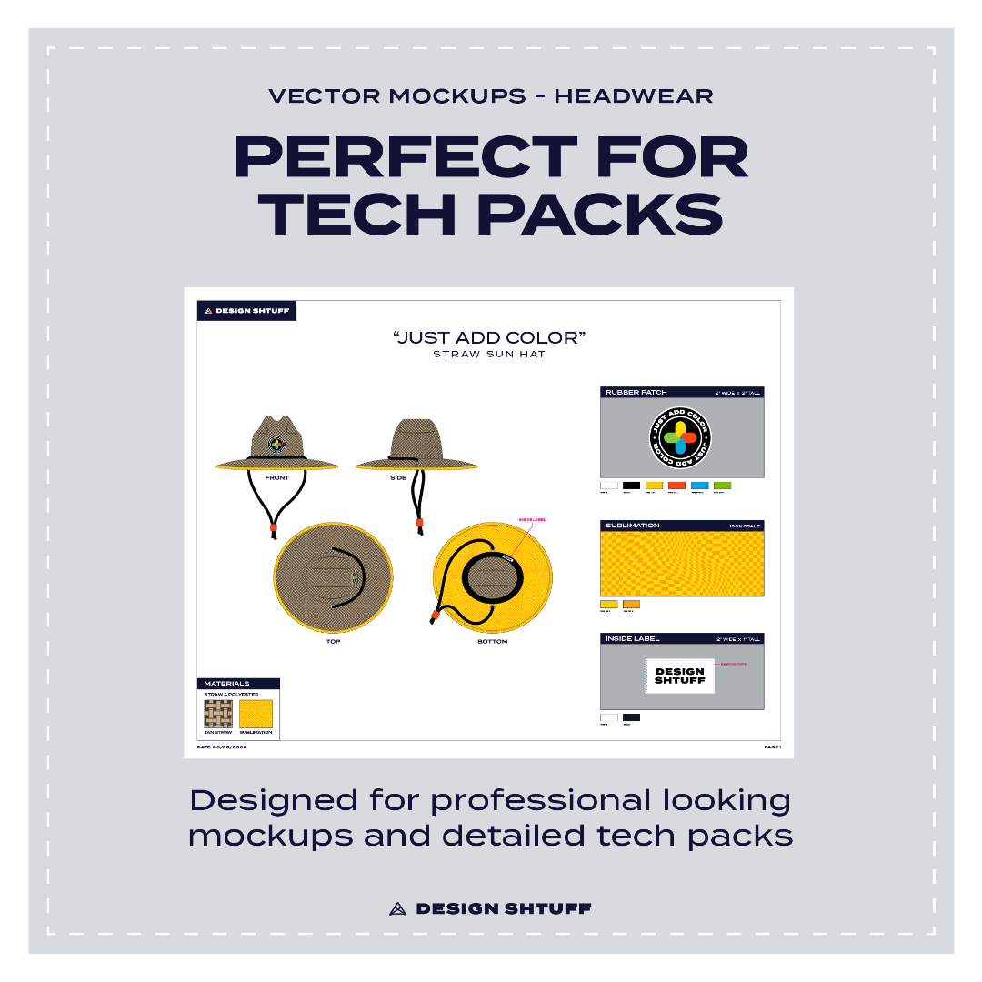 Straw Lifeguard Sun Hat Vector Mockup - Perfect for tech packs