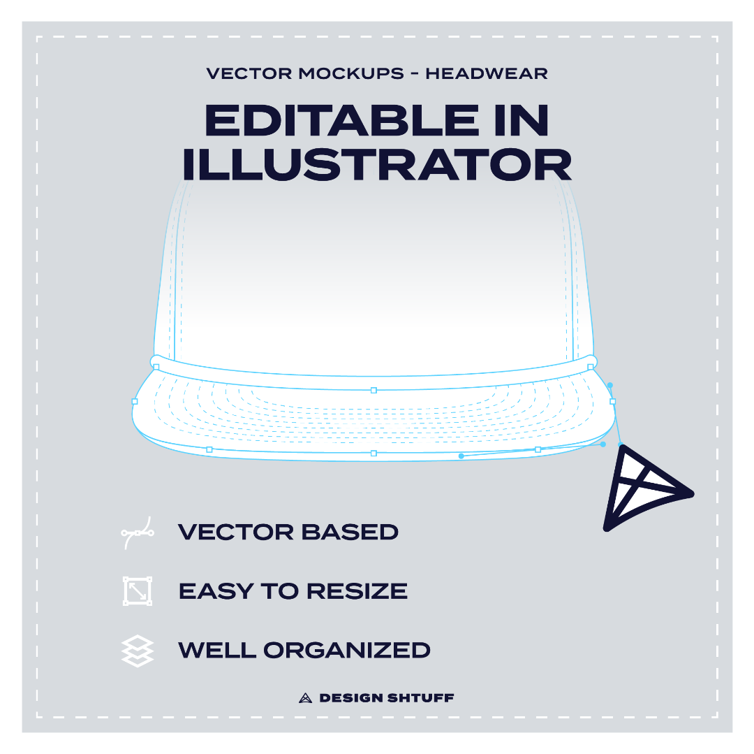 Unstructured Rope Clipback Hat Vector Mockup - Editable in Adobe Illustrated