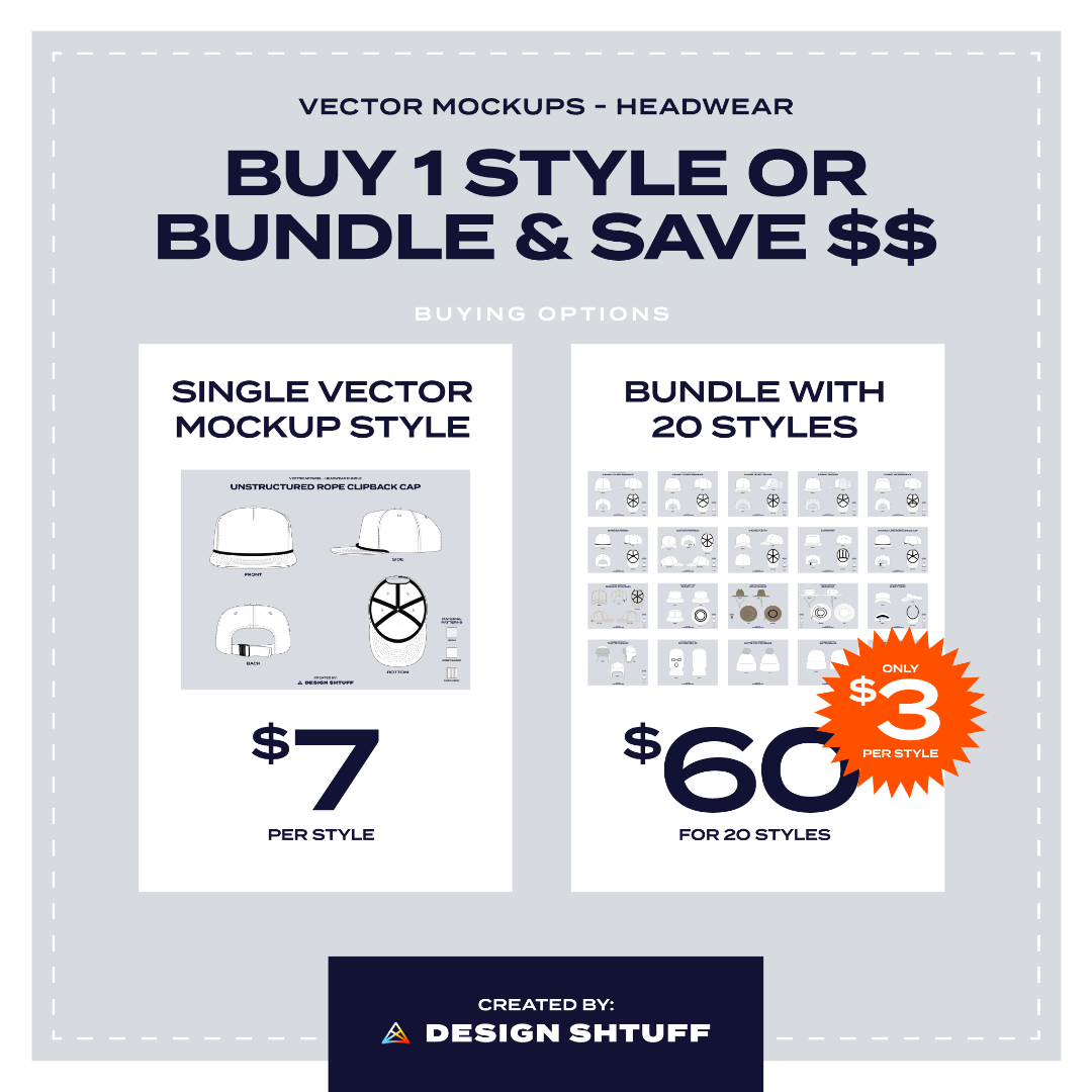 Unstructured Rope Clipback Hat Vector Mockup - Buy 1 style or bundle & save $$