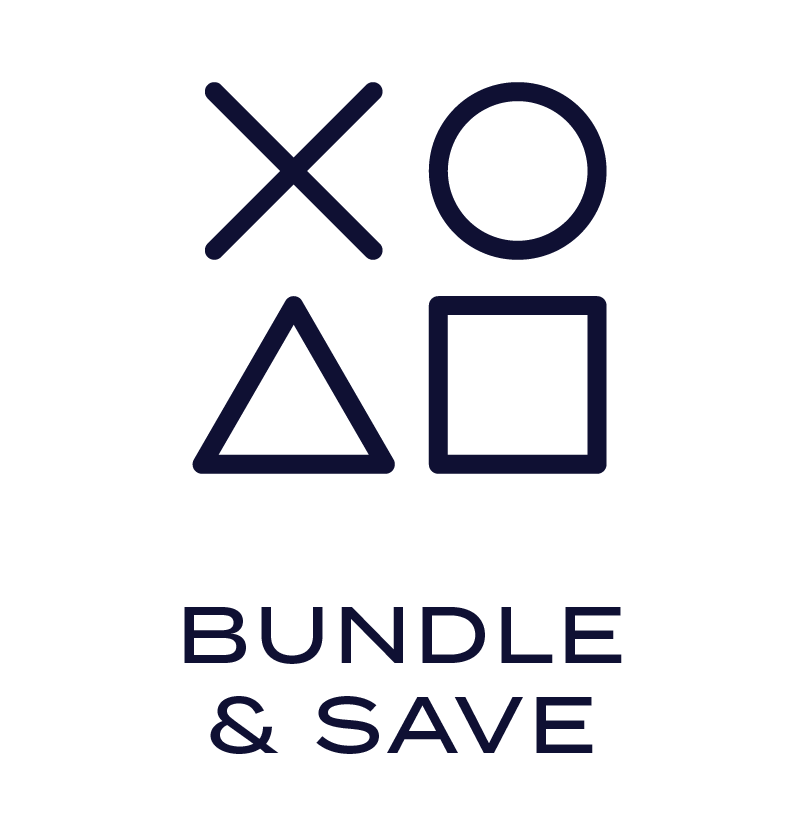 (X O Triangle Square) icon with the words "Bundle & Save" underneath