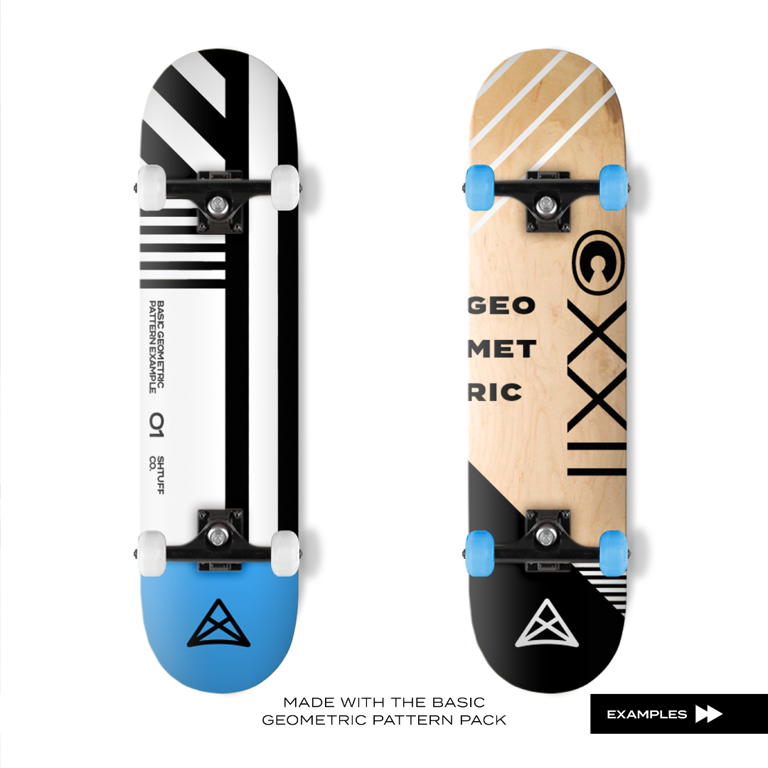 Free Basic Geometric Pattern Pack - example on a skateboard