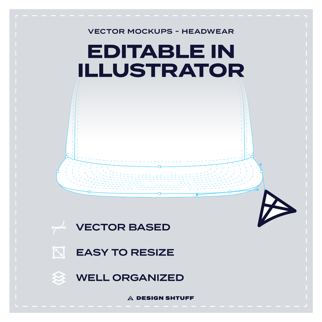5-Panel Classic Snapback Hat Vector Mockup - Editable in Adobe Illustrated