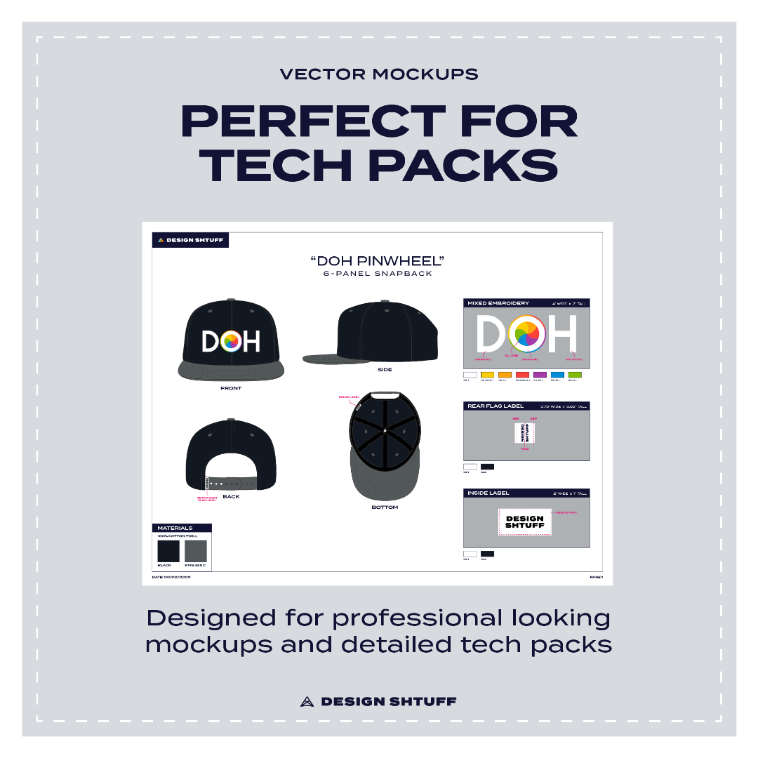 Headwear Vector Mockup Bundle - Perfect for tech packs