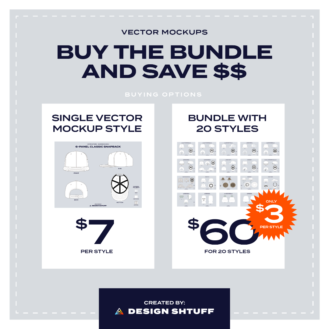 Headwear Vector Mockup Bundle - Buy 1 style or bundle & save $$