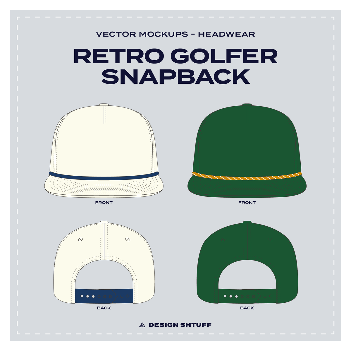 Retro Golfer Snapback Vector Mockup