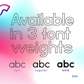 Available in 3 fonts weights: light, regular, bold
