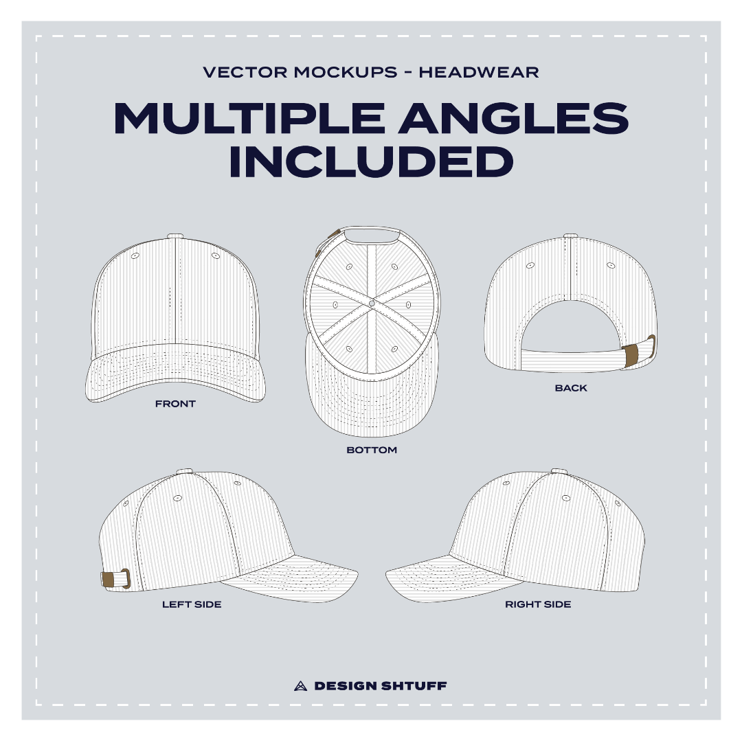 Corduroy Strapback  Hat Vector Mockup - Multiple angles included
