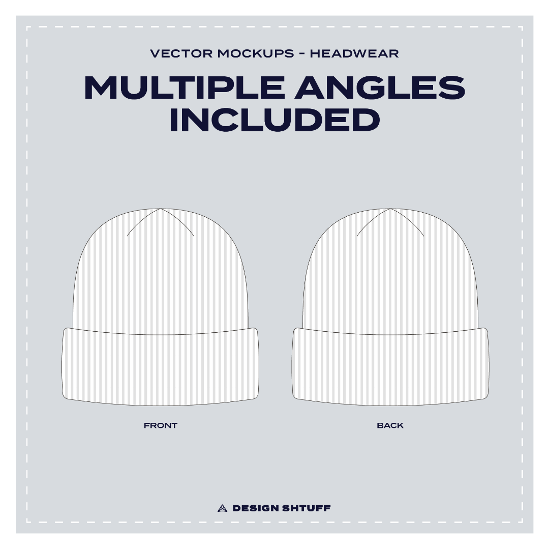 Cuffed Beanie Vector Mockup - Multiple angles included