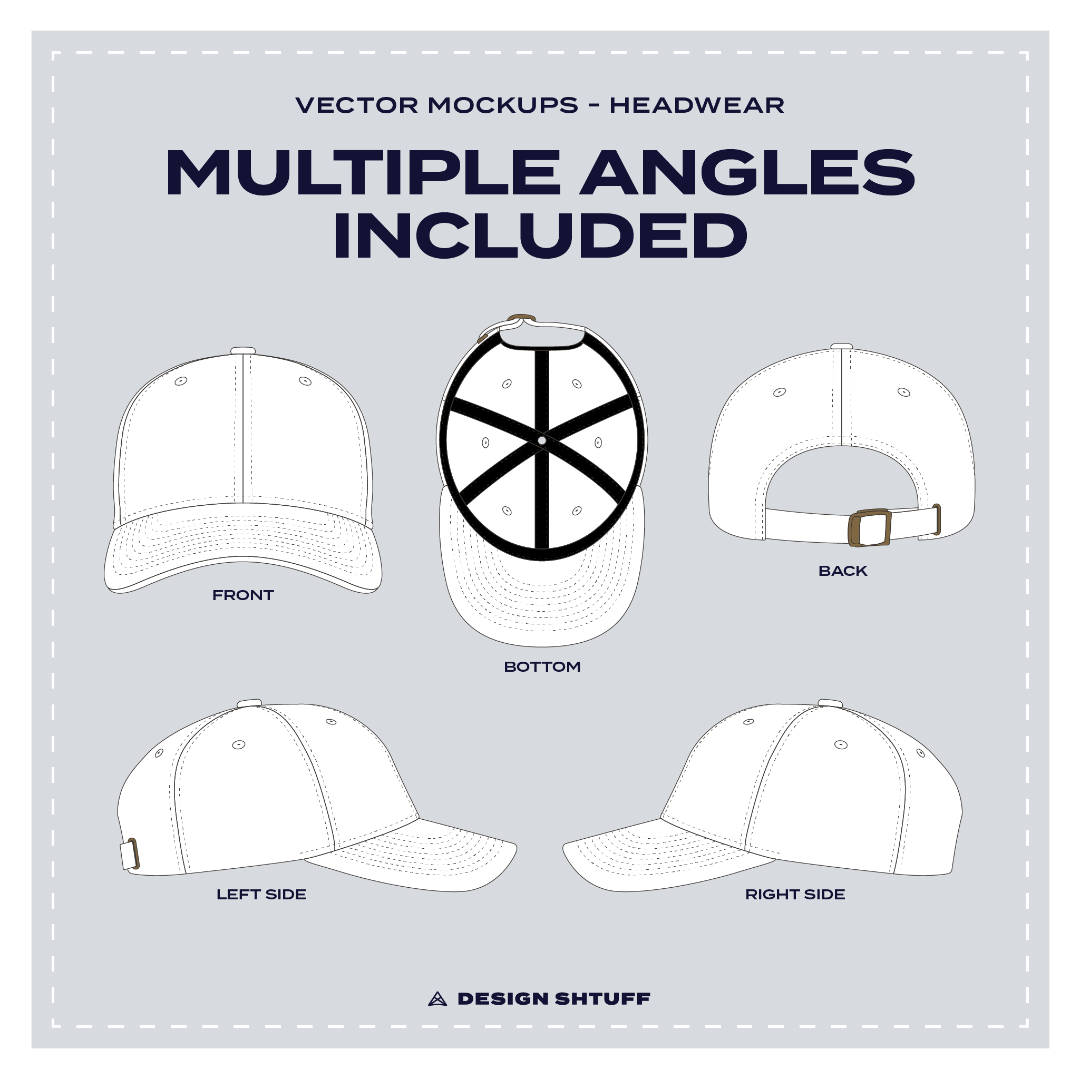 Dad Hat Strapback Vector Mockup - Multiple angles included