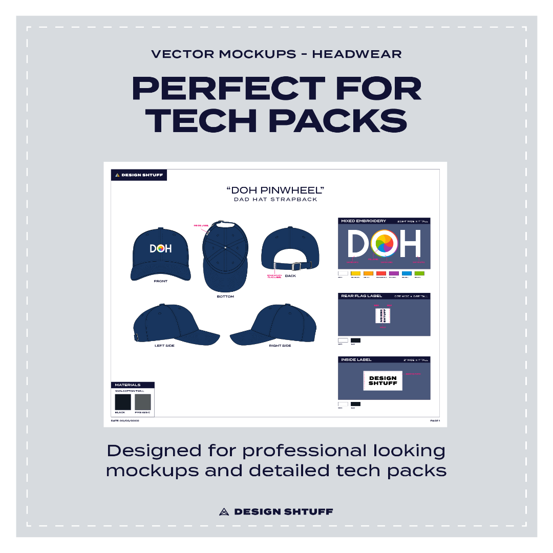 Dad Hat Strapback Vector Mockup - Perfect for tech packs
