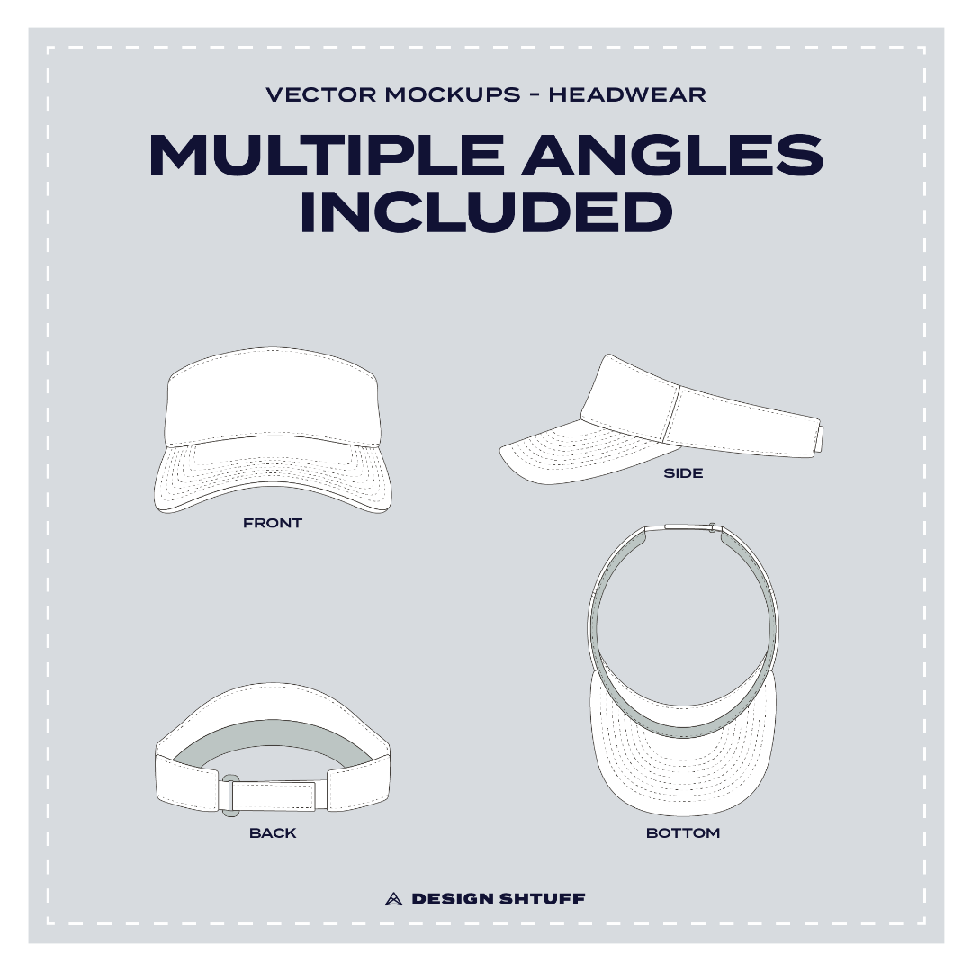 Flexfit Visor Vector Mockup - Multiple angles included