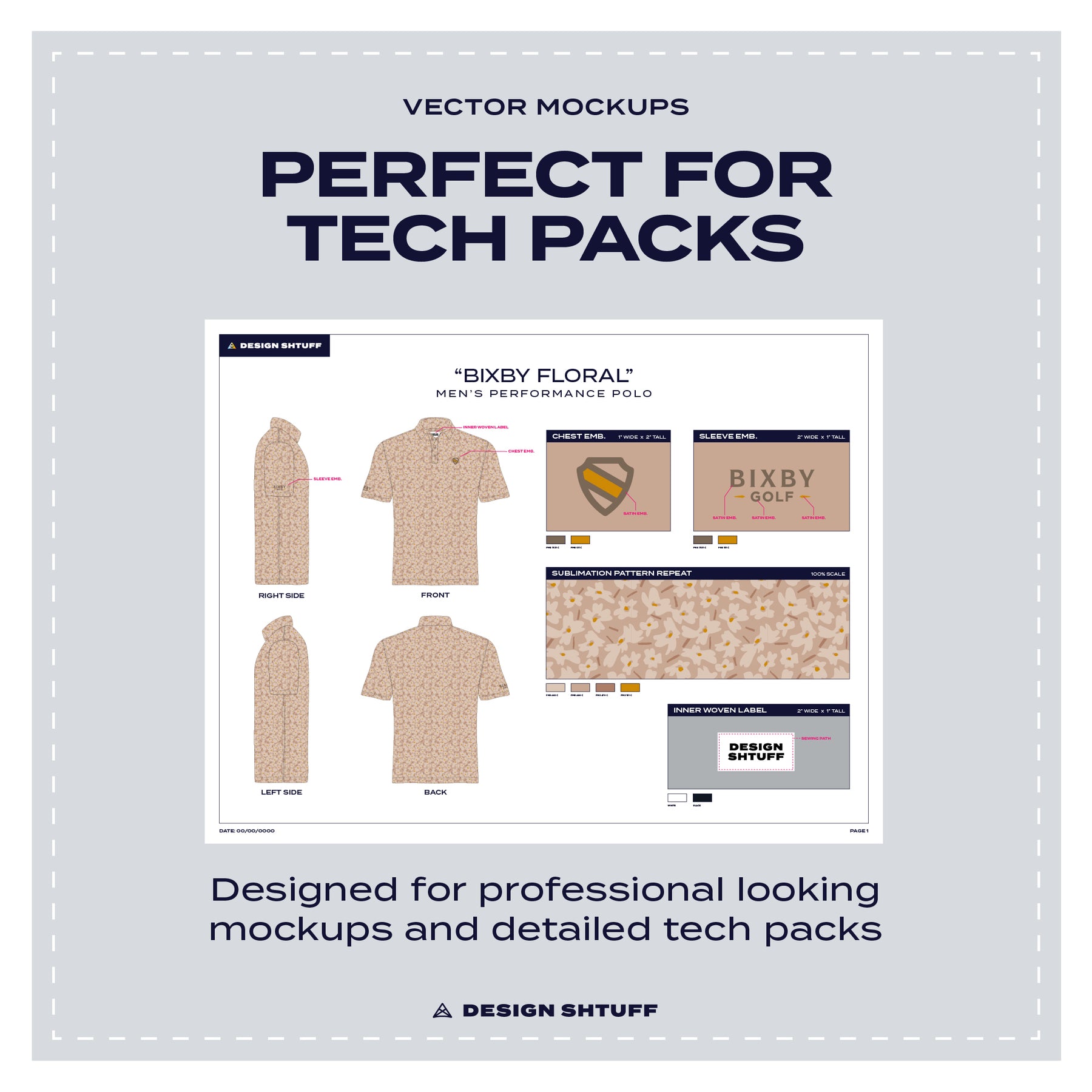 Men's Golf Polo Vector Mockup - Perfect for Tech Packs