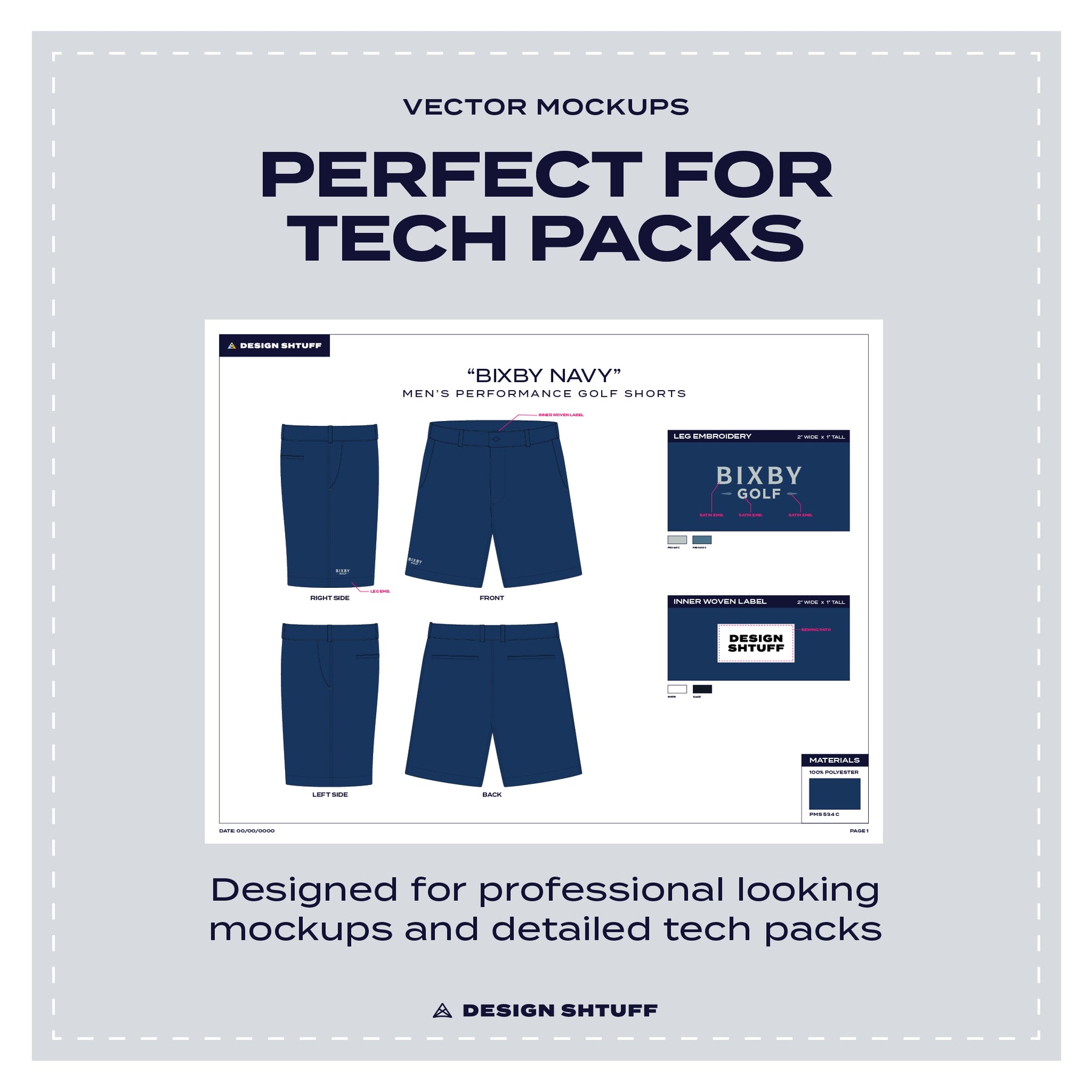 Men's Golf Shorts Vector Mockup - Perfect for Tech Packs