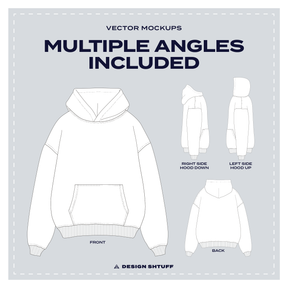 Vector Mockup Oversized Streetwear Hoodie, Showing that multiple angles are included