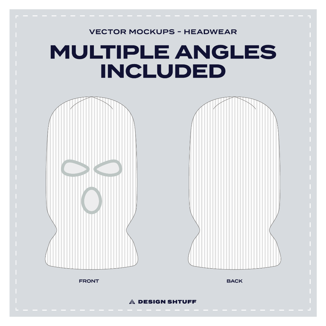 Ski Mask Beanie Vector Mockup - Multiple angles included