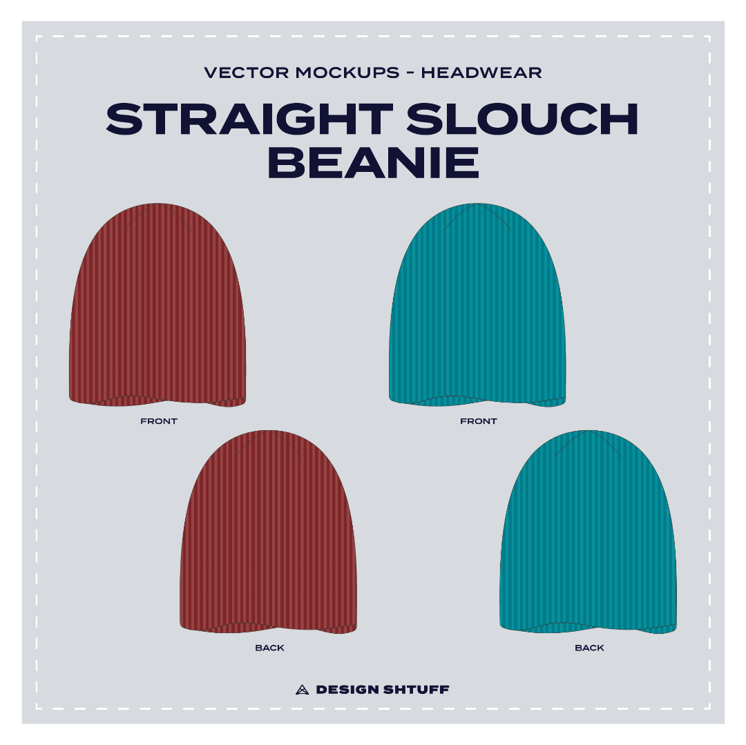 Straight Slouch Beanie Vector Headwear Mockup