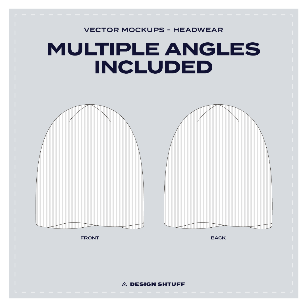 Straight Slouch Beanie Vector Mockup - Multiple angles included