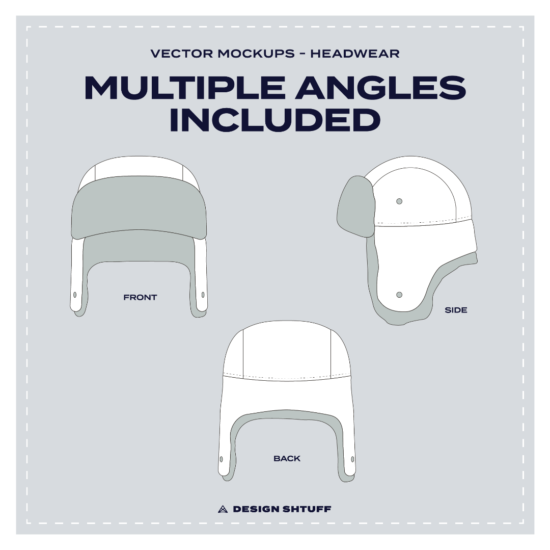 Trapper Fudd Hat Vector Mockup - Multiple angles included