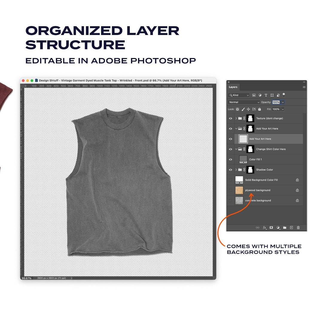 Organized layer structure, editable in Adobe Photoshop