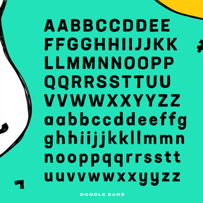 Doddle Sans Font character specimen 
sheet