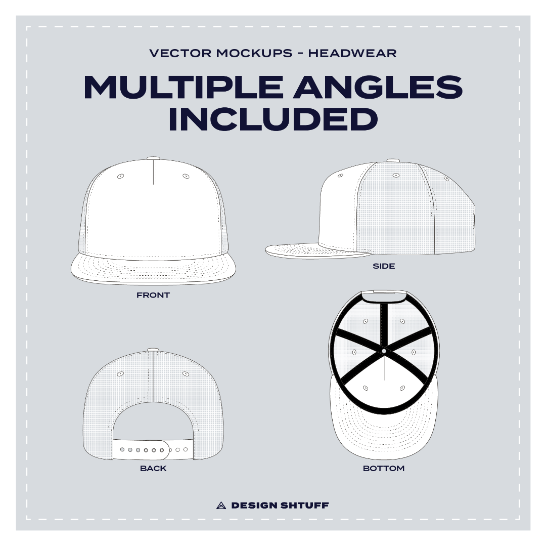 5-Panel Trucker Hat Vector Mockup - Multiple angles included