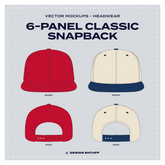 6-Panel Classic Snapback Vector Mockup
