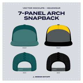 7-Panel Arch Snapback Vector Mockup